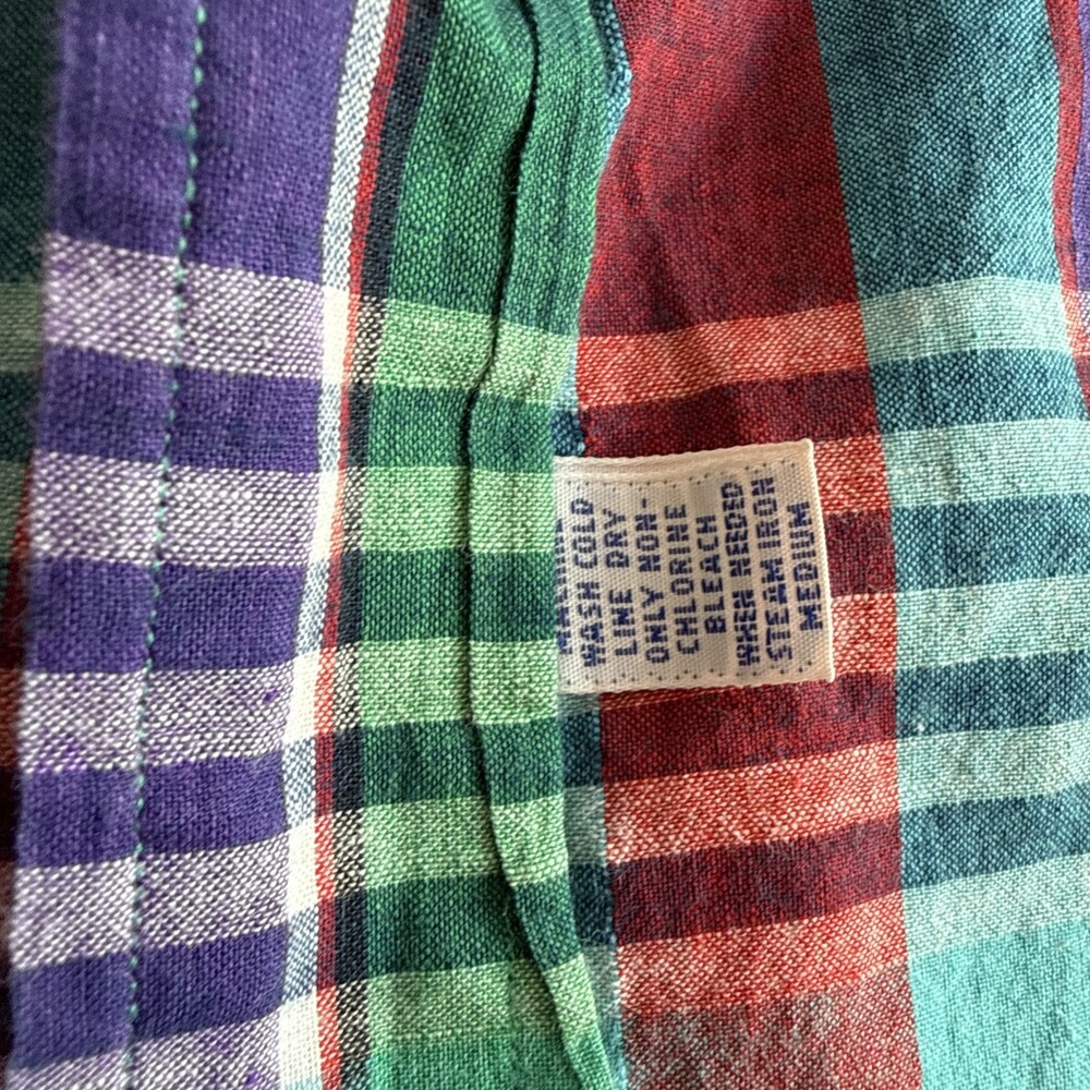 Vintage Polo Ralph Lauren Shirt Men’s XL Hand Woven Madras Multi Color Plaid - Picture 6 of 8